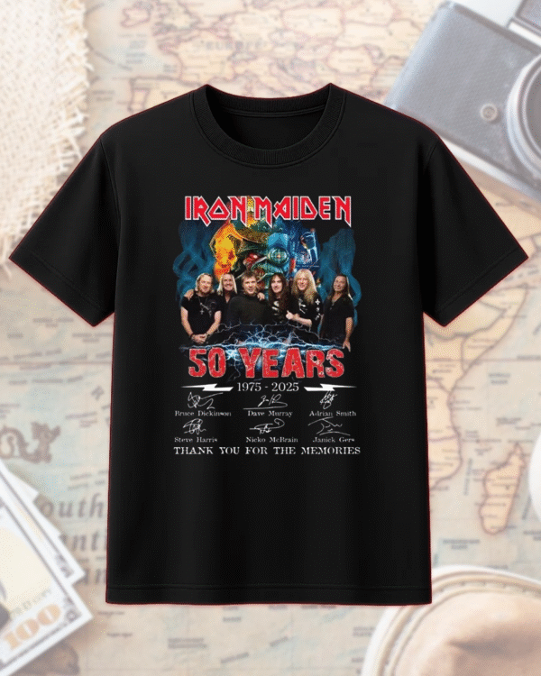 Iron Maiden 50 Year Anniversary 1975–2025 Signature T-Shirt, Hoodie, Sweatshirt, Long Sleeve, Tank Top – Limited Edition Band Merch for Fans - Image 3