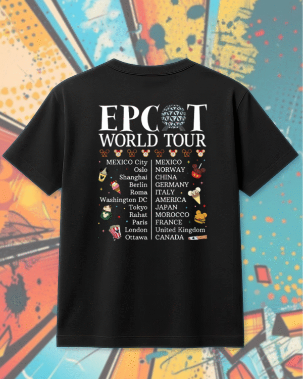 Epcot World Tour Front and Back Kids Shirt, Disney Retro Epcot Shirt, Mickey and Friends Shirt, Family Trip Toddler or Youth Sweatshirt – Unisex T-Shirt - Image 3