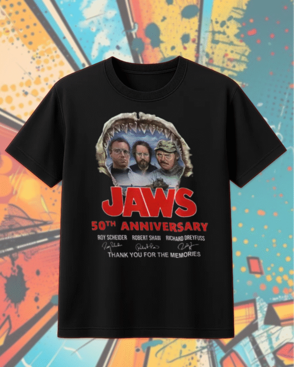 Jaws 50th Anniversary Shirt – Quint & Brody Signature Tribute (T-Shirt, Hoodie, Sweatshirt, Long Sleeve, Tank Top) | 1975–2025 - Image 4