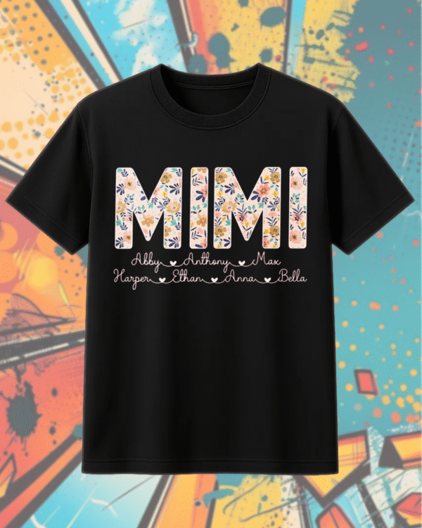 Personalized Mimi Shirt with Grandkids’ Names – Floral Custom Grandma Shirt for Mother’s Day - Image 9