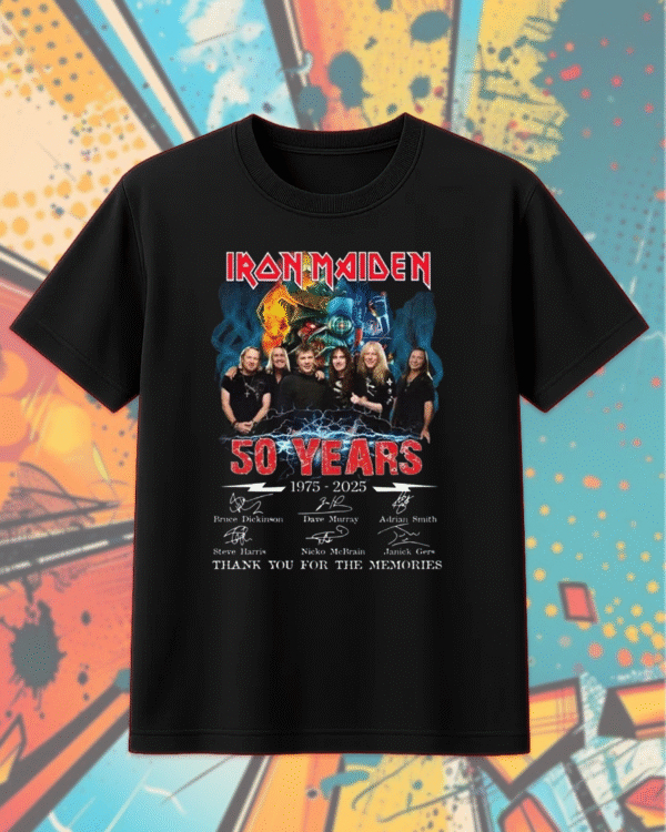 Iron Maiden 50 Year Anniversary 1975–2025 Signature T-Shirt, Hoodie, Sweatshirt, Long Sleeve, Tank Top – Limited Edition Band Merch for Fans