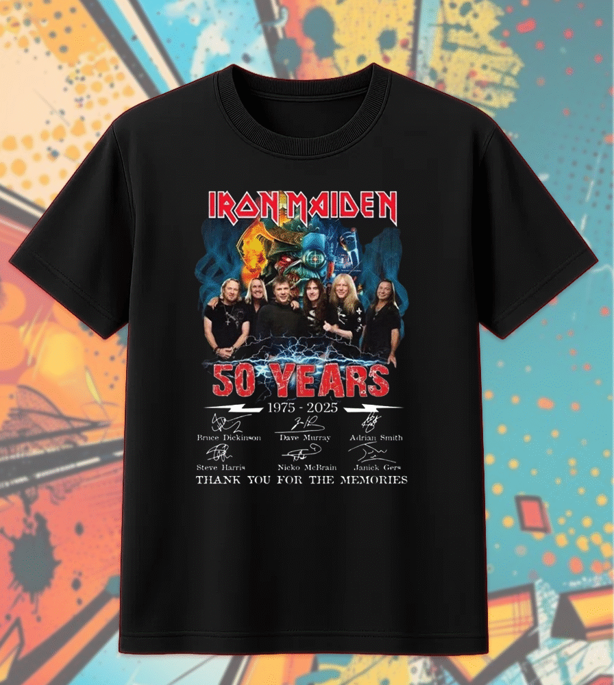 Iron Maiden 50 Year Anniversary 1975–2025 Signature T-Shirt, Hoodie, Sweatshirt, Long Sleeve, Tank Top – Limited Edition Band Merch for Fans