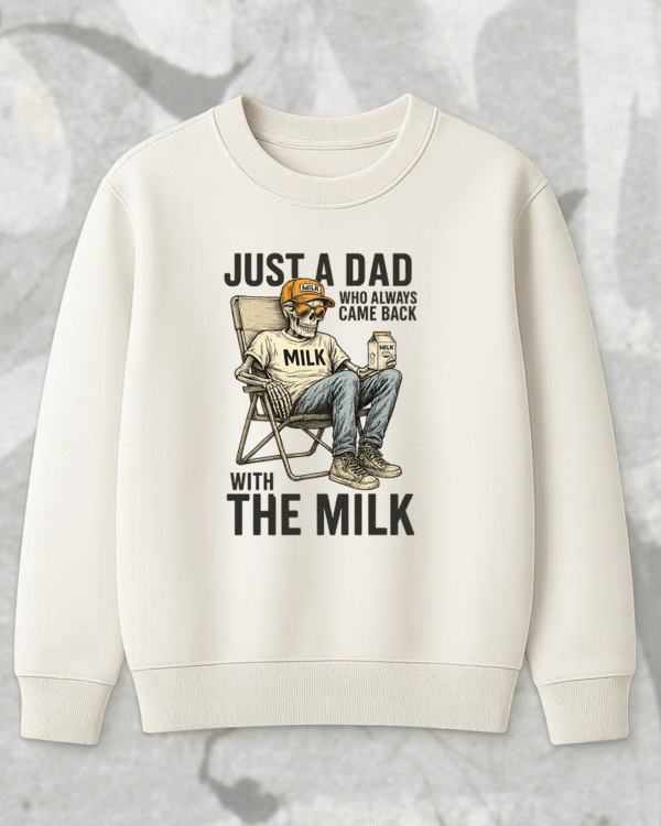 Just A Dad Who Always Came Back With The Milk T-Shirt, Hoodie, Sweatshirt, Long Sleeve, Tank Top – Retro Skeleton Design for Father’s Day - Image 7
