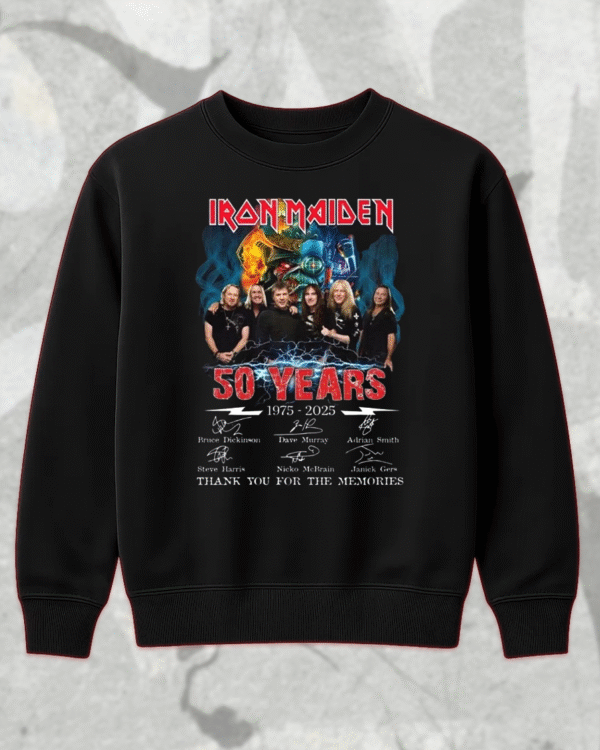 Iron Maiden 50 Year Anniversary 1975–2025 Signature T-Shirt, Hoodie, Sweatshirt, Long Sleeve, Tank Top – Limited Edition Band Merch for Fans - Image 7