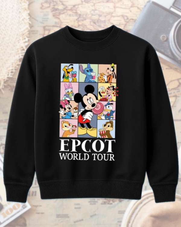 Epcot World Tour Front and Back Kids Shirt, Disney Retro Epcot Shirt, Mickey and Friends Shirt, Family Trip Toddler or Youth Sweatshirt – Unisex T-Shirt - Image 8