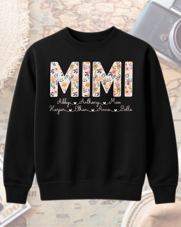 Personalized Mimi Shirt with Grandkids’ Names – Floral Custom Grandma Shirt for Mother’s Day - Image 2