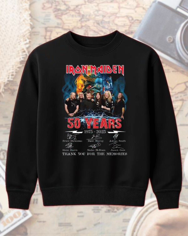 Iron Maiden 50 Year Anniversary 1975–2025 Signature T-Shirt, Hoodie, Sweatshirt, Long Sleeve, Tank Top – Limited Edition Band Merch for Fans - Image 8
