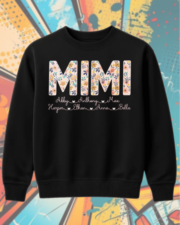 Personalized Mimi Shirt with Grandkids’ Names – Floral Custom Grandma Shirt for Mother’s Day - Image 3