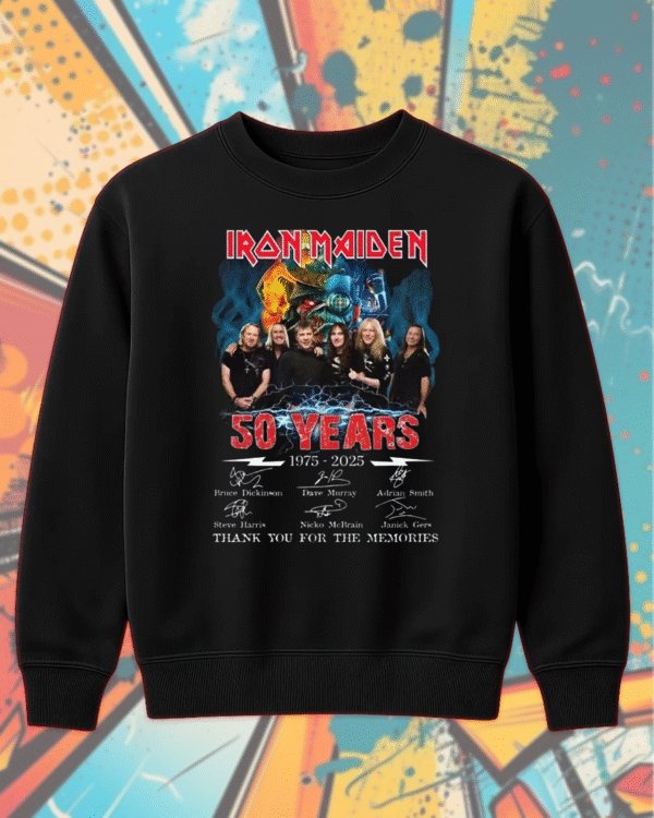 Iron Maiden 50 Year Anniversary 1975–2025 Signature T-Shirt, Hoodie, Sweatshirt, Long Sleeve, Tank Top – Limited Edition Band Merch for Fans - Image 9