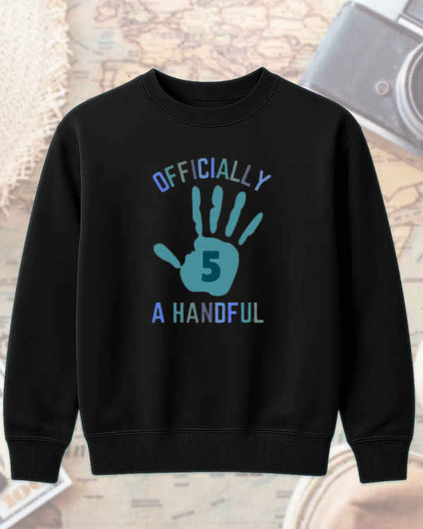 Custom 5th Birthday Boy Shirt Officially a Handful | Personalized 2-Sided Birthday Tee, Hoodie & More - Image 9