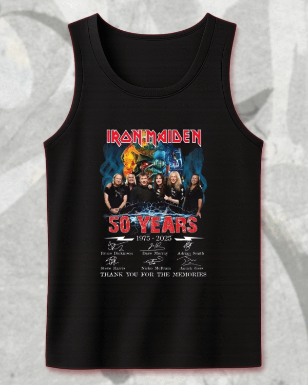 Iron Maiden 50 Year Anniversary 1975–2025 Signature T-Shirt, Hoodie, Sweatshirt, Long Sleeve, Tank Top – Limited Edition Band Merch for Fans - Image 10