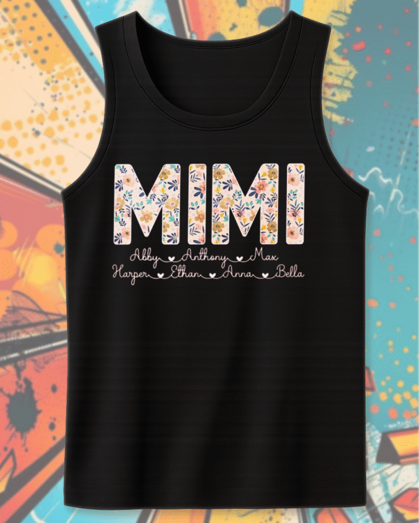 Personalized Mimi Shirt with Grandkids’ Names – Floral Custom Grandma Shirt for Mother’s Day - Image 12