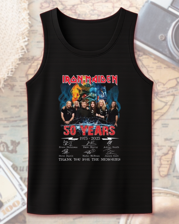 Iron Maiden 50 Year Anniversary 1975–2025 Signature T-Shirt, Hoodie, Sweatshirt, Long Sleeve, Tank Top – Limited Edition Band Merch for Fans - Image 11