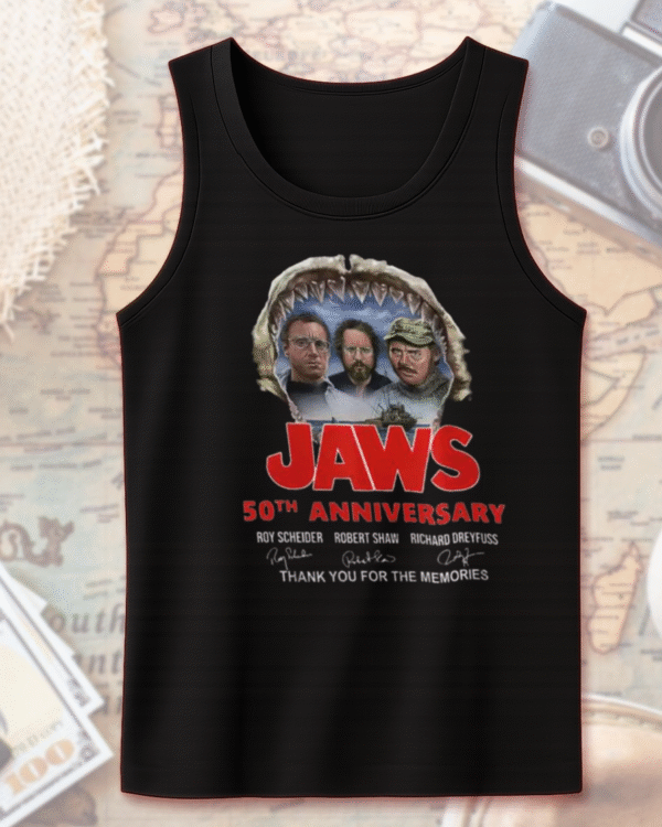 Jaws 50th Anniversary Shirt – Quint & Brody Signature Tribute (T-Shirt, Hoodie, Sweatshirt, Long Sleeve, Tank Top) | 1975–2025 - Image 9