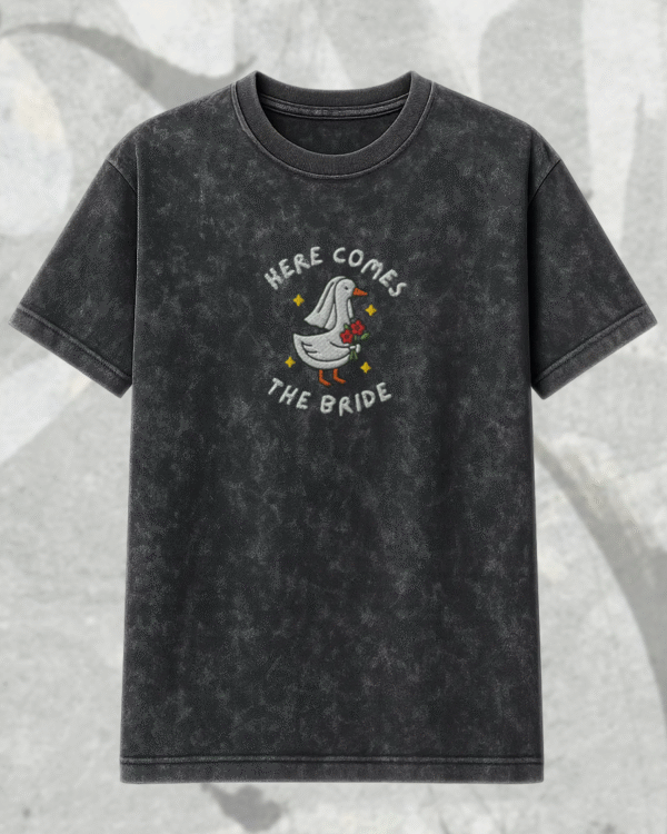 Embroidered Silly Goose Bride Shirt – Funny Bride To Be Acid Wash T-Shirt / Hoodie – Goose Lover Wedding Gift - Image 3