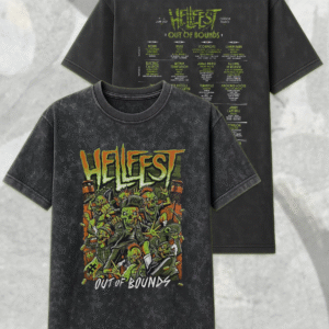 Hellfest 2025 Warzone Zombie Lineup Acid Wash T-Shirt & Hoodie – Out Of Bounds Two-Sided Merch (Clisson, France | June 19–22)