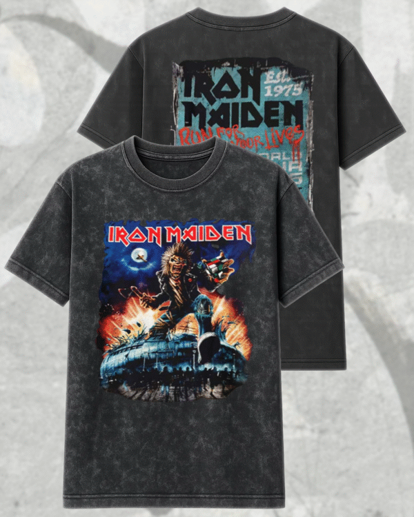 Iron Maiden Run For Your Lives 2025 Budapest Acid Wash T-Shirt & Hoodie – Two-Sided World Tour Merch (May 27–28 | Budapest Arena)