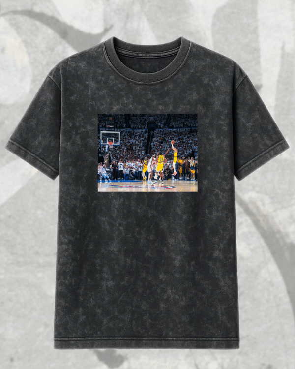 Tyrese Haliburton Clutch Moment x NBA Playoffs 2025 – Acid Wash T-Shirt & Hoodie - Image 3