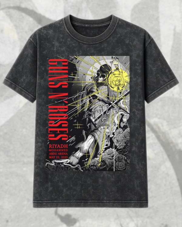 Guns N’ Roses Riyadh 2025 Acid Wash T-Shirt / Hoodie – Abdu Arena May 23 Concert Merch - Image 3