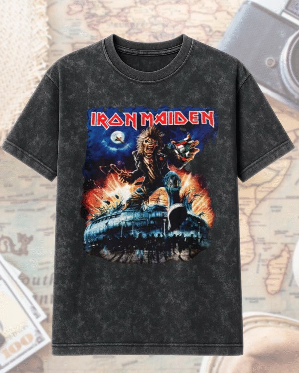 Iron Maiden Run For Your Lives 2025 Budapest Acid Wash T-Shirt & Hoodie – Two-Sided World Tour Merch (May 27–28 | Budapest Arena) - Image 2