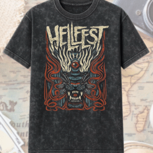 Hellfest 2025 Acid Wash Shirt or Hoodie – Savage Tiger Lineup Merch, Clisson France Two-Sided Tour Print