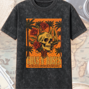 Guns N' Roses Bahrain 2025 Acid Wash T-Shirt & Hoodie – Al Dana Amphitheatre Concert Poster Art