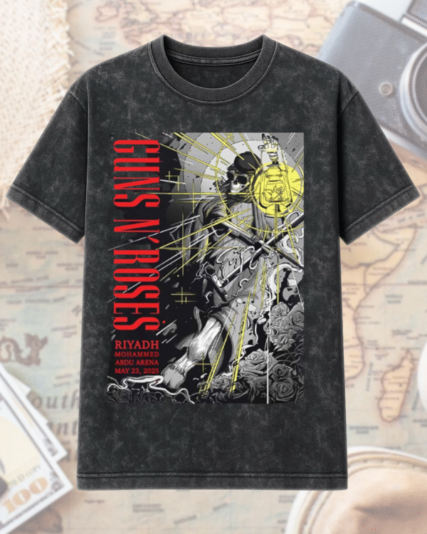 Guns N’ Roses Riyadh 2025 Acid Wash T-Shirt / Hoodie – Abdu Arena May 23 Concert Merch