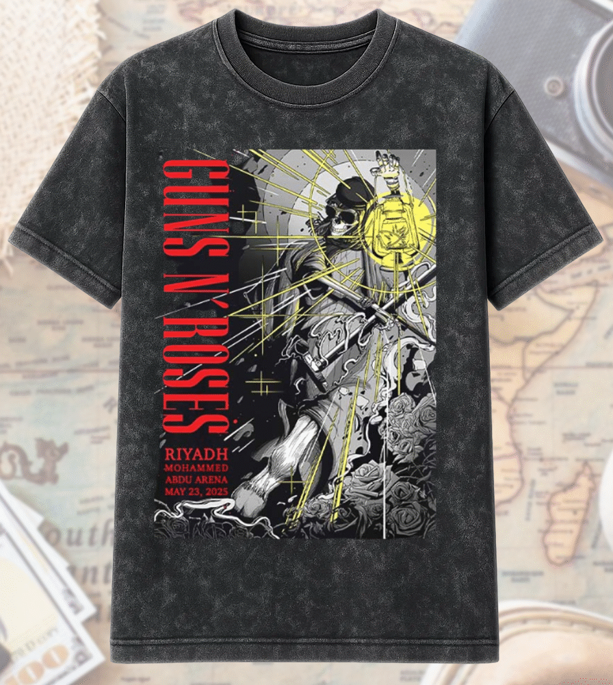 Guns N’ Roses Riyadh 2025 Acid Wash T-Shirt / Hoodie – Abdu Arena May 23 Concert Merch