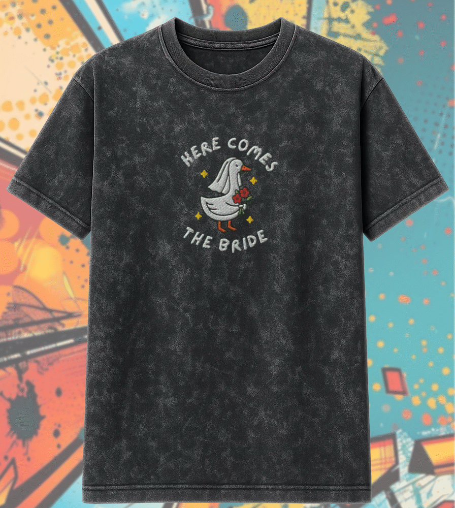 Embroidered Silly Goose Bride Shirt – Funny Bride To Be Acid Wash T-Shirt / Hoodie – Goose Lover Wedding Gift