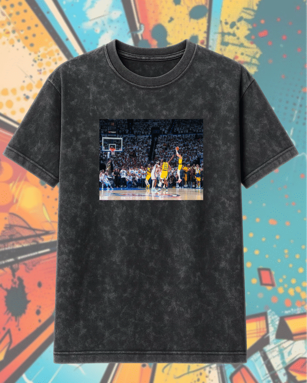 Tyrese Haliburton Clutch Moment x NBA Playoffs 2025 – Acid Wash T-Shirt & Hoodie