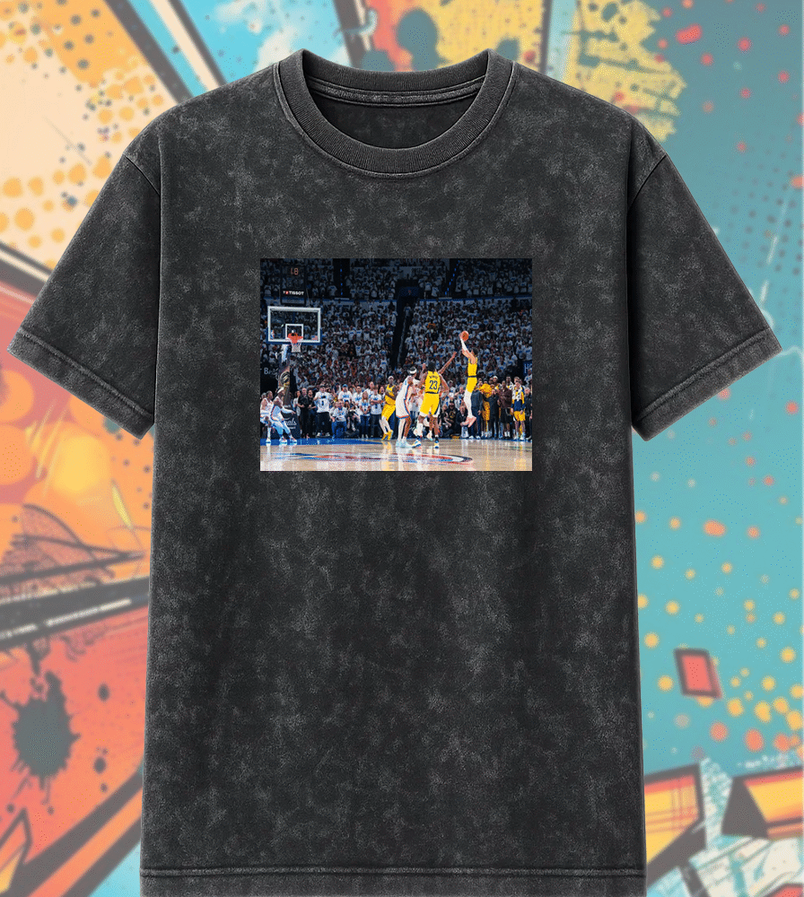Tyrese Haliburton Clutch Moment x NBA Playoffs 2025 – Acid Wash T-Shirt & Hoodie