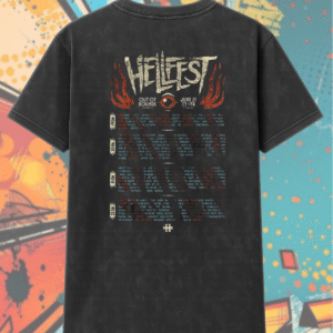 Hellfest 2025 Acid Wash Shirt or Hoodie – Savage Tiger Lineup Merch, Clisson France Two-Sided Tour Print