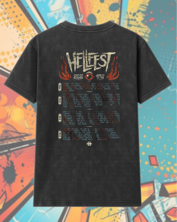 Hellfest 2025 Acid Wash Shirt or Hoodie – Savage Tiger Lineup Merch, Clisson France Two-Sided Tour Print