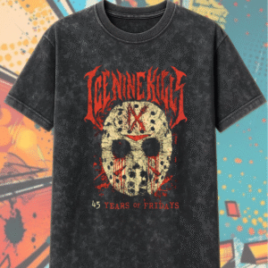 Ice Nine Kills x Jason Voorhees Shirt – 45 Years of Fridays Horror Mask Tee | Acid Washed Unisex T-Shirt