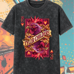 Tyler Childers Las Vegas 2025 Acid Wash T-Shirt – MGM Grand Cock Playing Card Poster Art