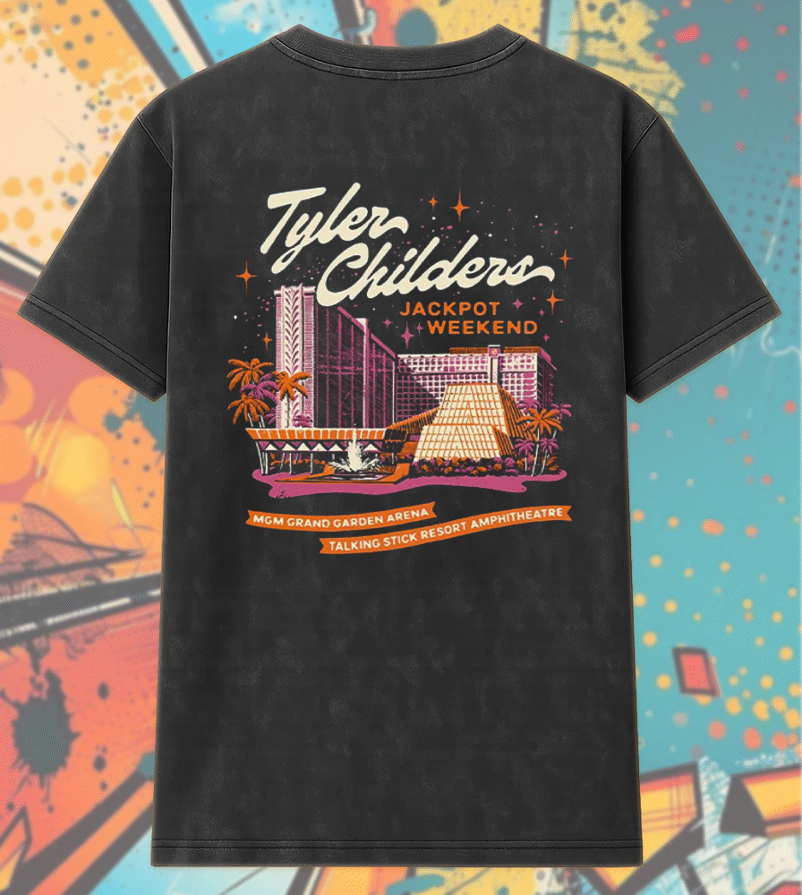 Tyler Childers Las Vegas 2025 Two-Sided Acid Wash Concert T-Shirt – MGM Grand Arena June 7 Unisex 2D Vintage Tee