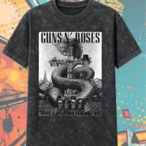 Guns N’ Roses Bangkok 2025 Acid Wash Tour T-Shirt / Hoodie – Black Poster Edition at Thunderdome Stadium