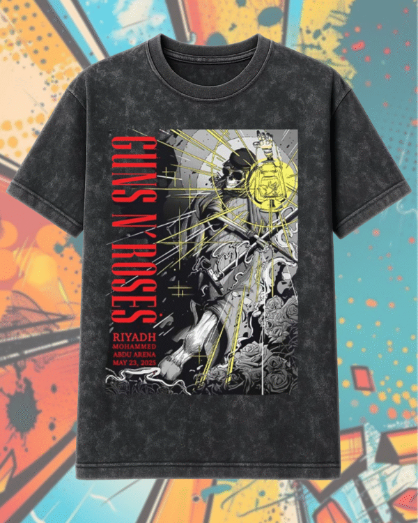 Guns N’ Roses Riyadh 2025 Acid Wash T-Shirt / Hoodie – Abdu Arena May 23 Concert Merch - Image 2