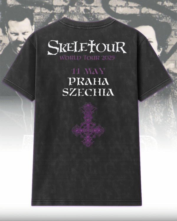 Ghost Skeletour 2025 – Acid Wash T-Shirt & Hoodie | Praha Czechia Pop-Up Shop Exclusive | Two-Sided Print - Image 3
