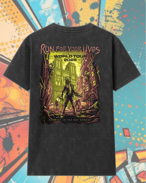 Iron Maiden Run For Your Lives 2025 Acid Wash Shirt & Hoodie – Wrathchild x Murders In The Rue Morgue Tour Edition – Two-Sided Eddie Merch - Image 3