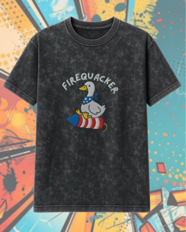 Embroidered Silly Goose 4th of July Acid Wash Shirt & Hoodie – Funny Patriotic USA Shirt, Gift for Her – Vintage Comfort Look