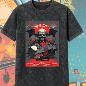 Avenged Sevenfold Europe 2025 Acid Wash Shirt or Hoodie – Burning Car Poster Tour Dates Merch