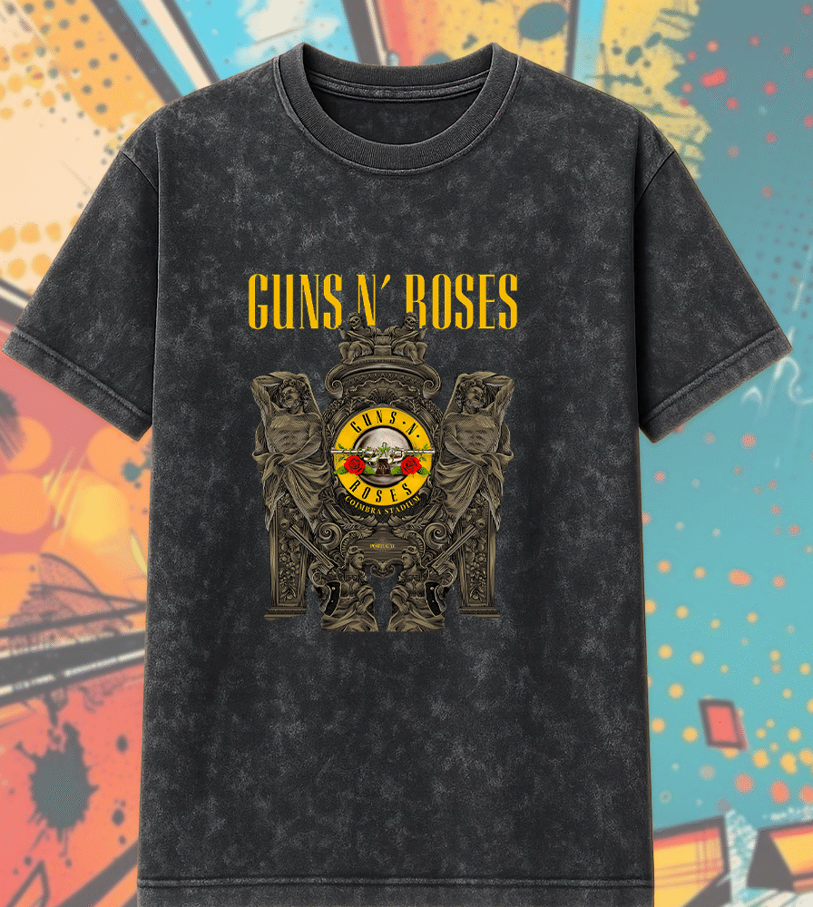 Guns N’ Roses Coimbra 2025 Acid Wash T-Shirt – Portugal Tour Vintage Rock Tee