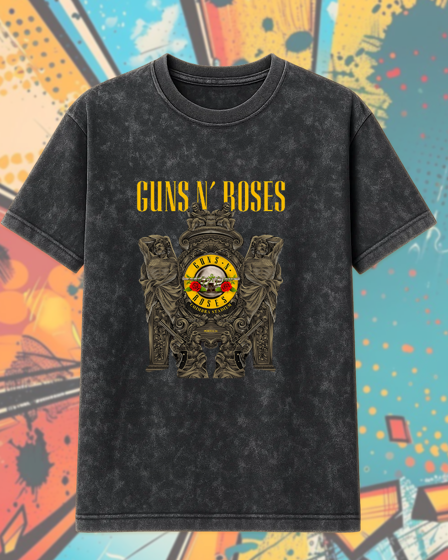 Guns N’ Roses Coimbra 2025 Acid Wash T-Shirt – Portugal Tour Vintage Rock Tee