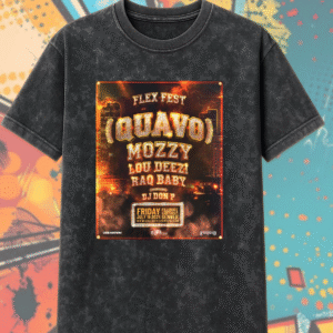 Flex Fest 2025 Concert T-Shirt – Quavo Mozzy Denver Tour Acid Wash Tee