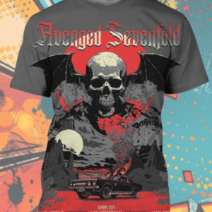 Avenged Sevenfold Europe Tour 2025 T-Shirt – Skull Bat Wings Concert Graphic Tee