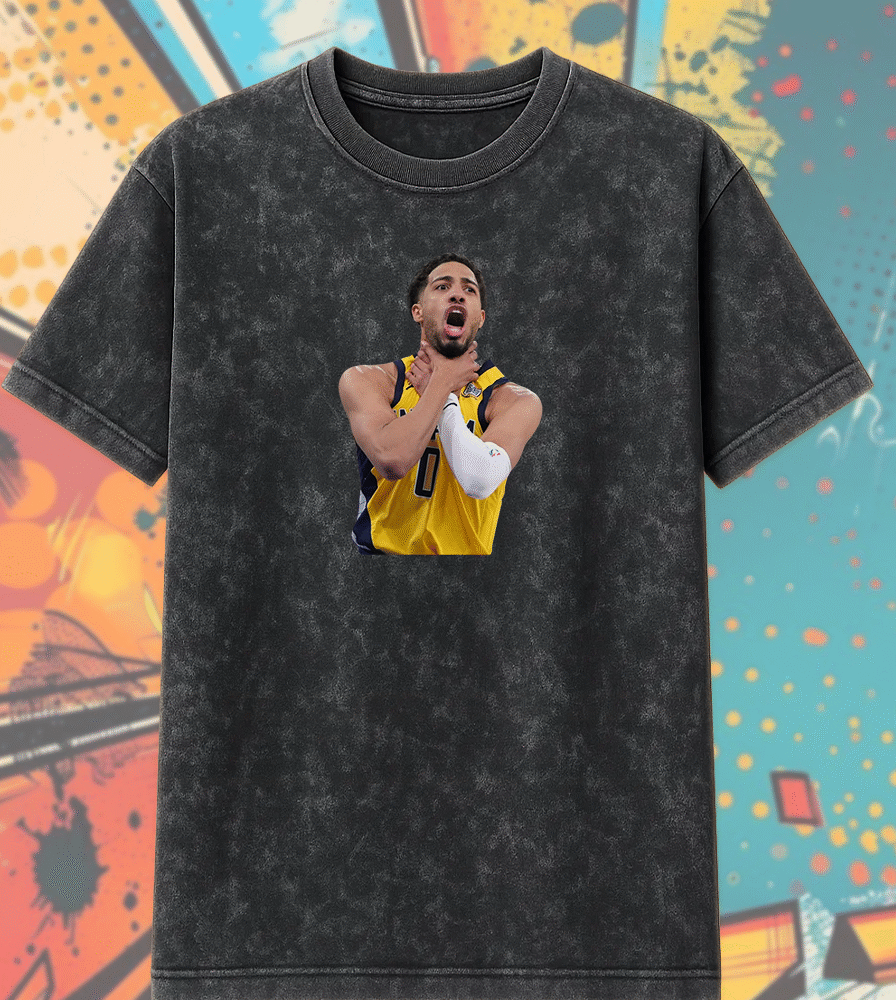 Tyrese Haliburton Choke Slam Shirt, NBA Playoffs 2025 Viral Meme Graphic, Acid Wash T-Shirt & Hoodie