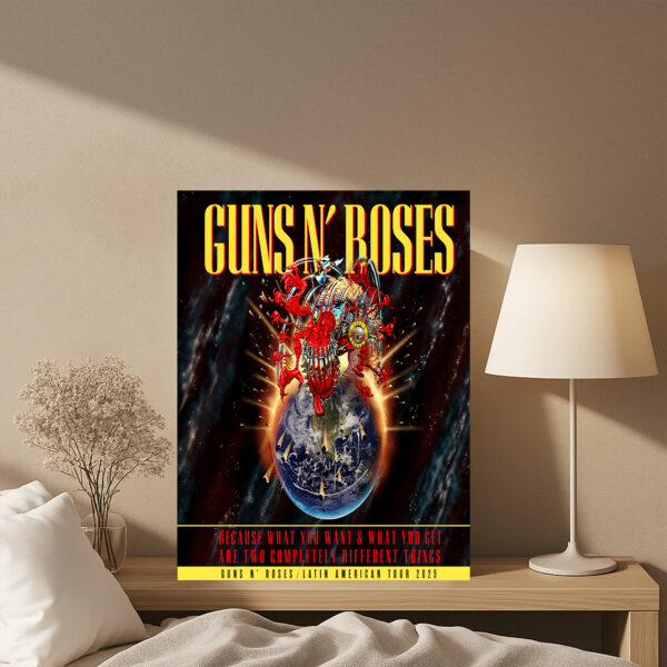 Guns N' Roses Latin American Tour 2025 Poster – Official Band Tour Art Canvas Print, Rock Concert Wall Decor