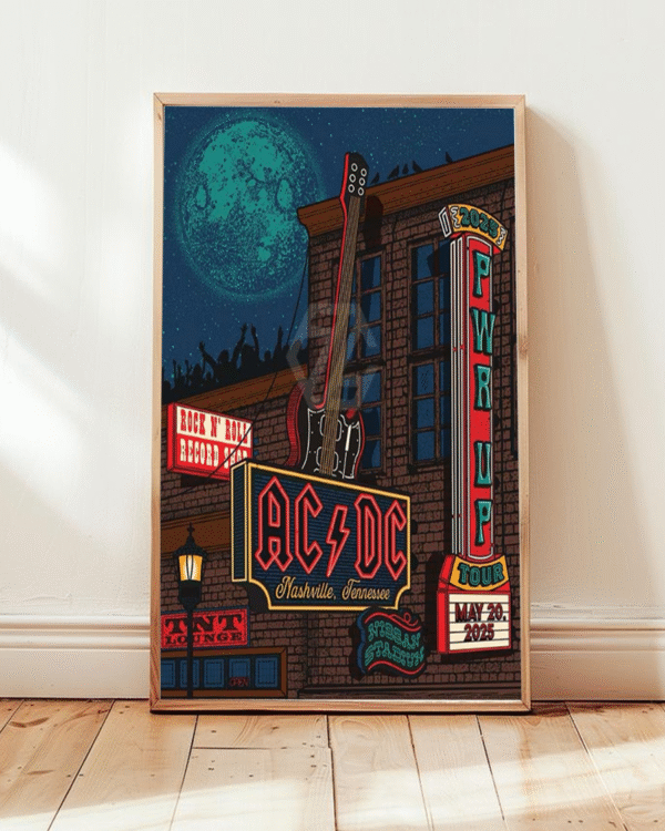 AC/DC PWR UP Nashville 2025 Poster Canvas – Dive Bar Pop-Up & Nissan Stadium Concert May 20 – Home Decor Wall Art - Image 2