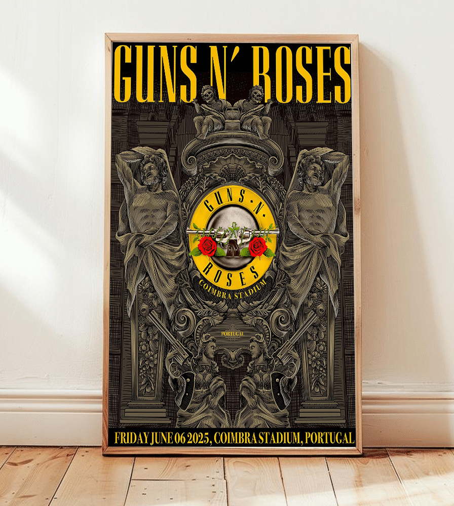 Guns N' Roses Coimbra Stadium Concert Poster – June 6, 2025 Portugal Tour Canvas Print